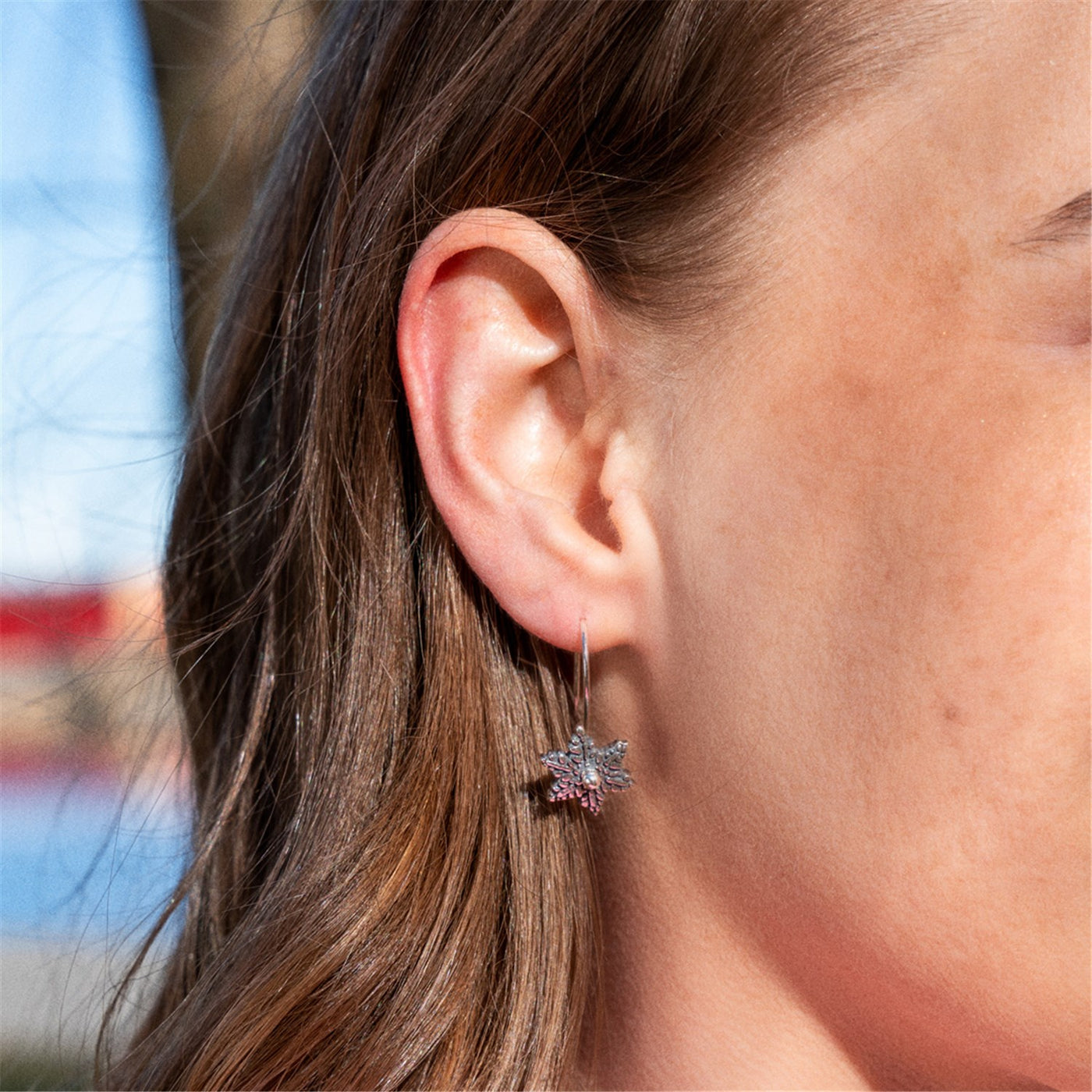 Snow Flower Earrings with Silver Earring Hooks